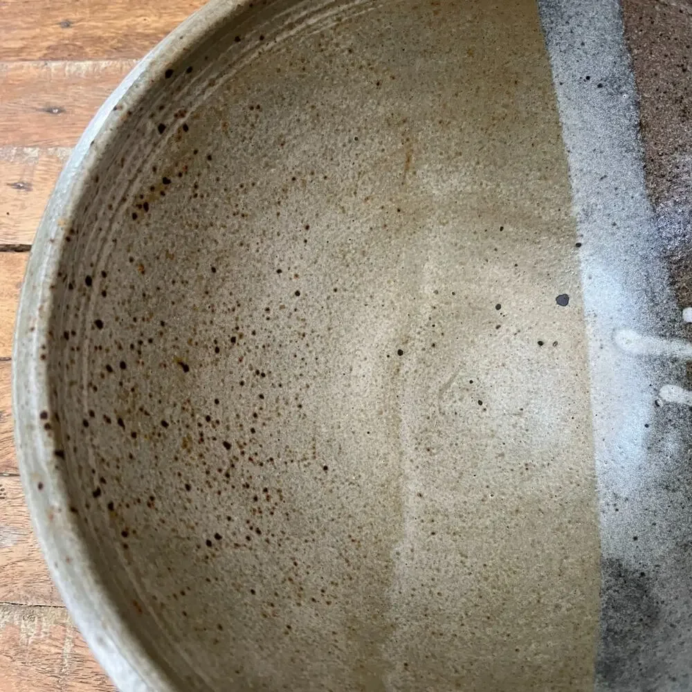 Studio Art Stoneware Bowl 9.75 in Blue & Gray Glaze Dipped Semi-Matte